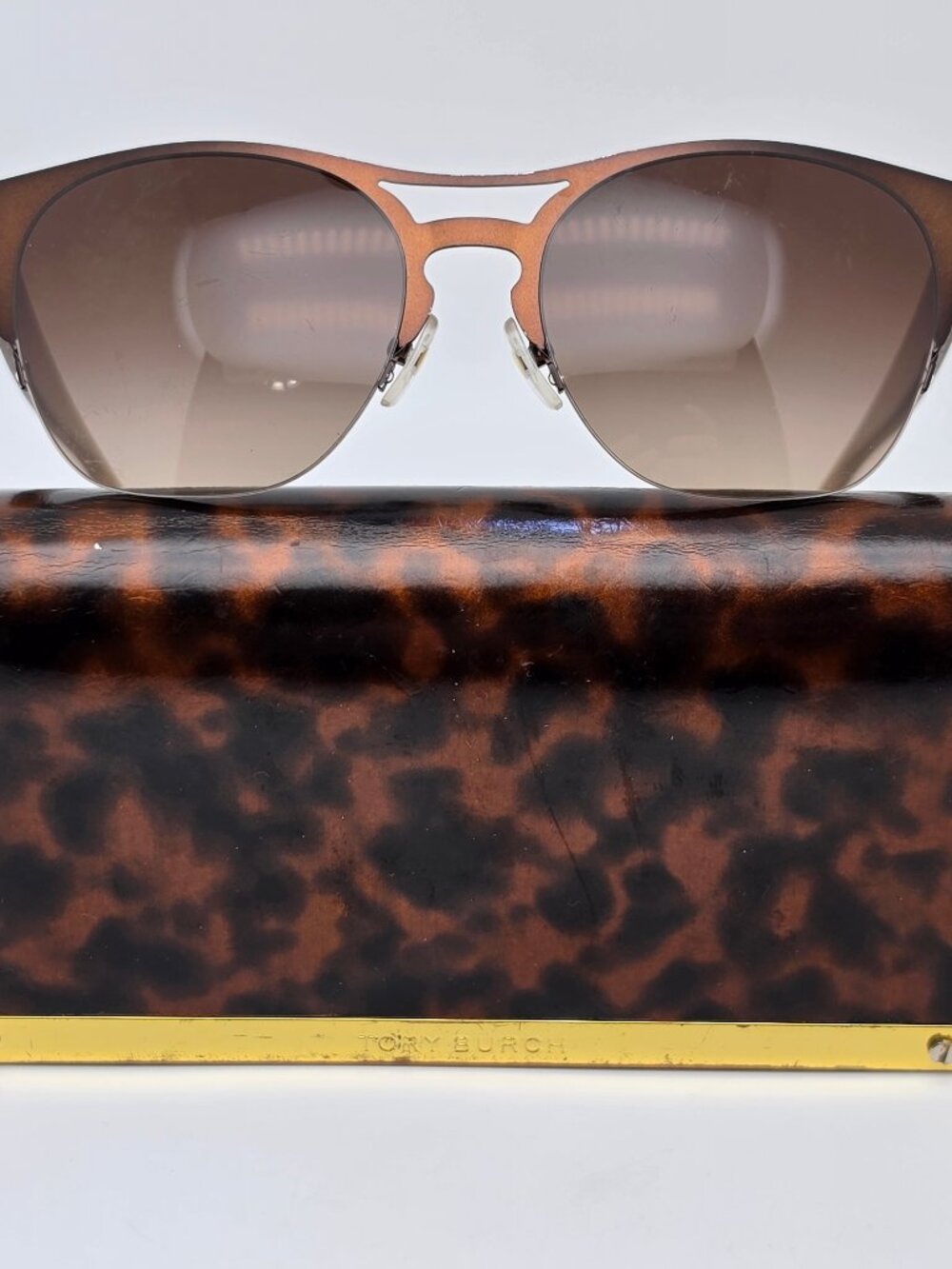 Tory Burch TY6065 326813 Brown Frame Brown Lens Semi Rimless Aviator Sunglasses